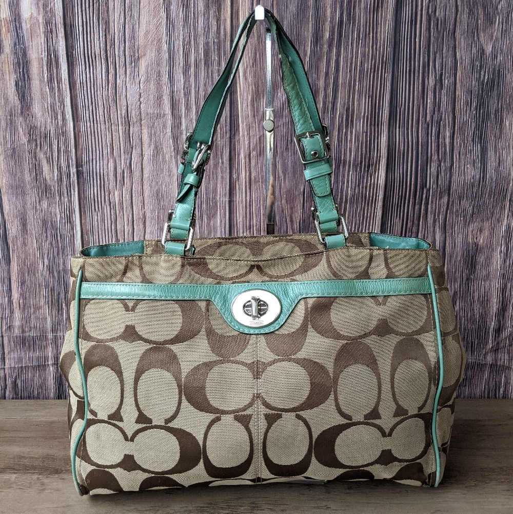 Coach Signature Hampton tote bag with a brown/kh